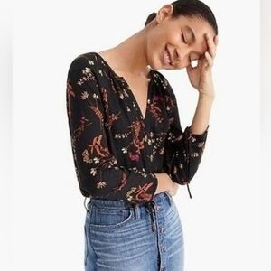 J.Crew Point Sur Drapey Open V Neck Top